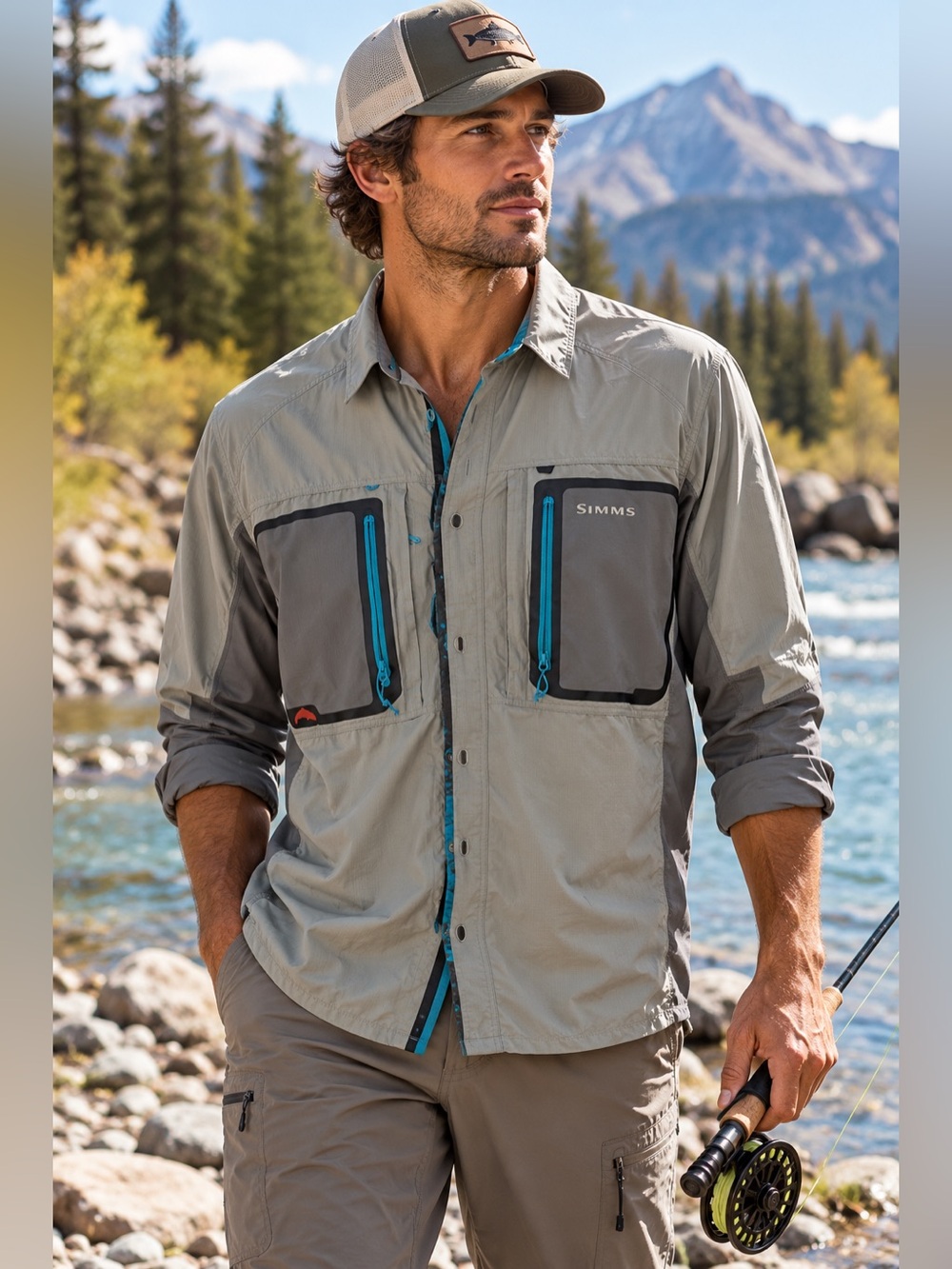 Simms Taimen Tricomp G4 Long Sleeve Shirt in Smoke